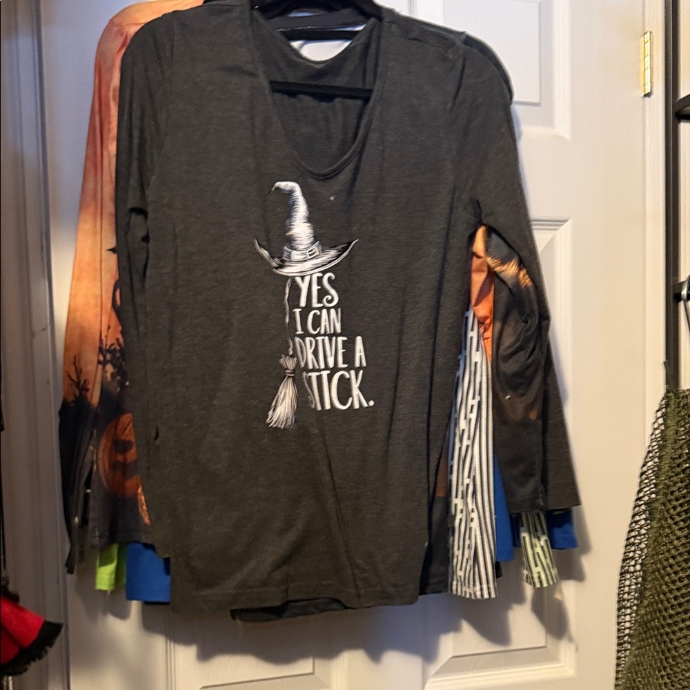 Source Unknown Gray Witch Hat Long Sleeve Tee